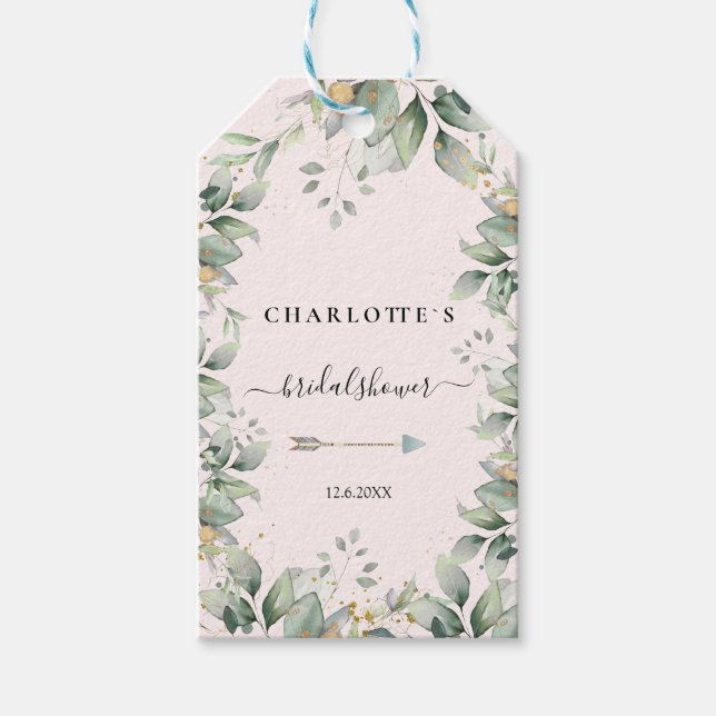 EUCALYPTUS WEDDING BRIDAL SHOWER GIFT TAGS (Front)