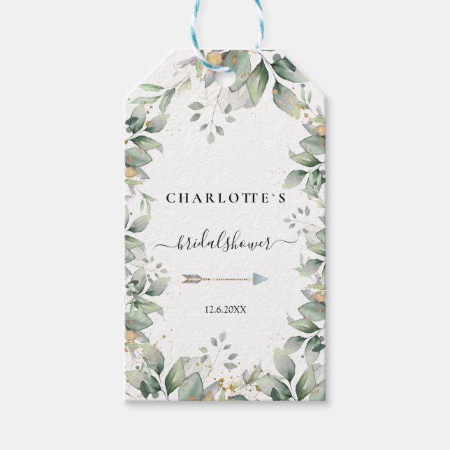 EUCALYPTUS WEDDING BRIDAL SHOWER GIFT TAGS (Front)