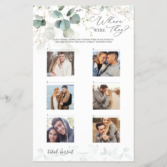 Eucalyptus Wedding Bridal Shower Where Were They Flyer (Front)