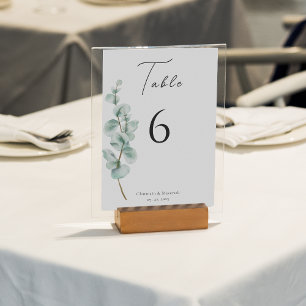 Eucalyptus Wedding Calligraphy Table Number