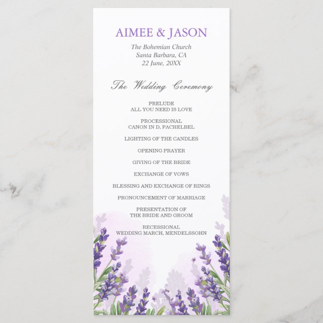 Eucalyptus Wedding Ceremony Program Foliage Menu (Front)
