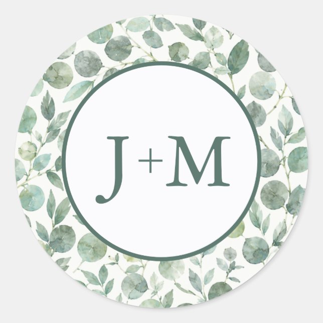 Eucalyptus Wedding Classic Round Sticker (Front)