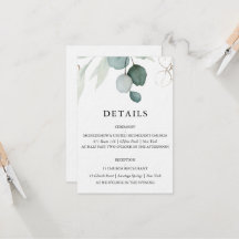 Eucalyptus Wedding Details Card