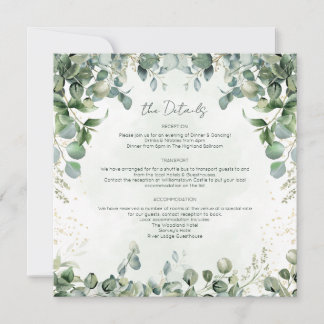 Eucalyptus Wedding Details Card Square 1001A