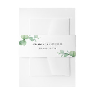 Eucalyptus Wedding Elegant Botanical Garden Invitation Belly Band