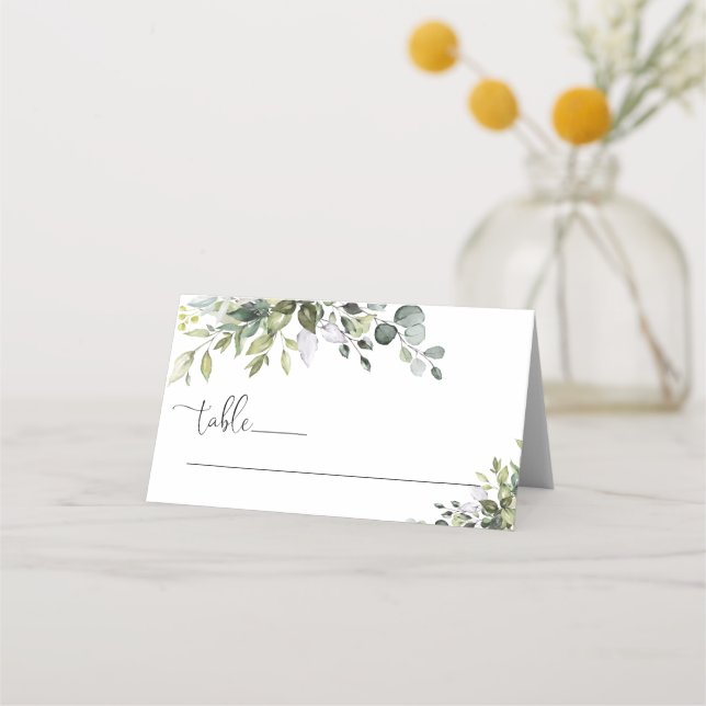 Eucalyptus Wedding Folded Place Card (Front)