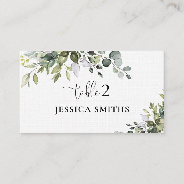 Eucalyptus Wedding Folded Place Card (Front)