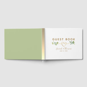 Eucalyptus Wedding Guest Book with Gold Heart
