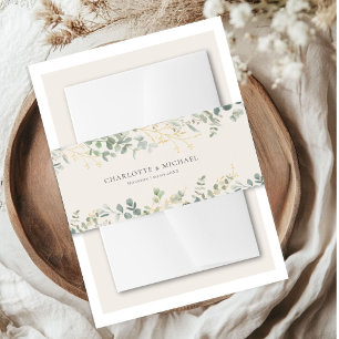 Eucalyptus Wedding Handwriting Script Wedding Invitation Belly Band