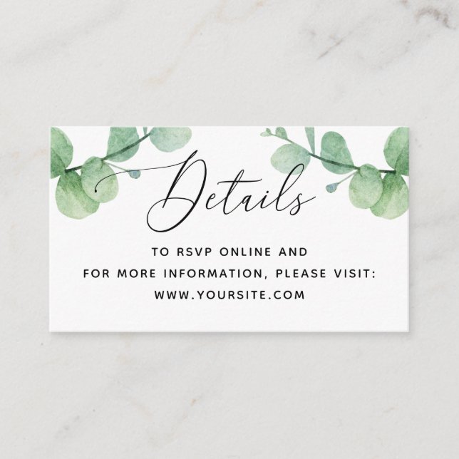Eucalyptus Wedding Insert | Greenery Details + QR (Front)