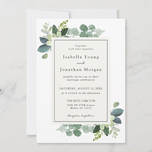 Eucalyptus Wedding invitation (Front)