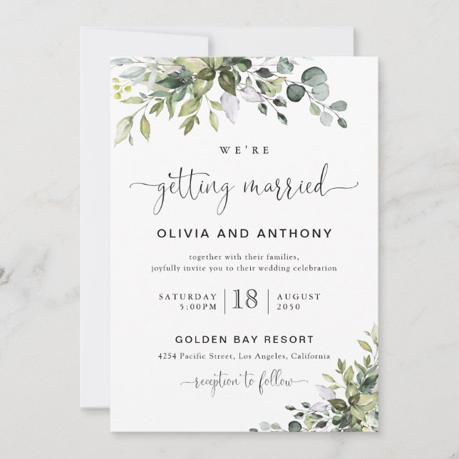 Eucalyptus Wedding Invitation (Front)