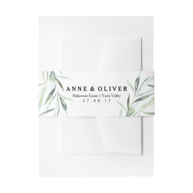 Eucalyptus Wedding Invitation Belly Band (Front Example)