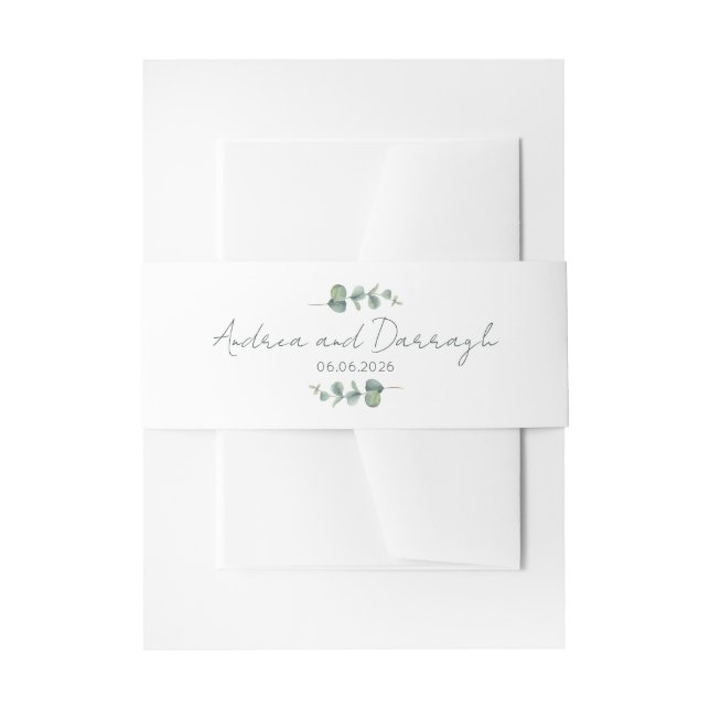 Eucalyptus Wedding Invitation Belly Band 1001A (Front Example)