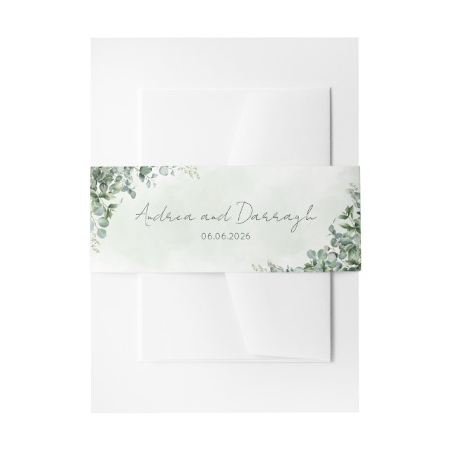 Eucalyptus Wedding Invitation Belly Band 1001A (Front Example)