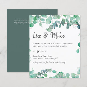 Eucalyptus Wedding Invitation Budget Greenery Leaf