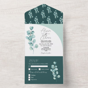 Eucalyptus Wedding Invite & RSVP Spring Leaves