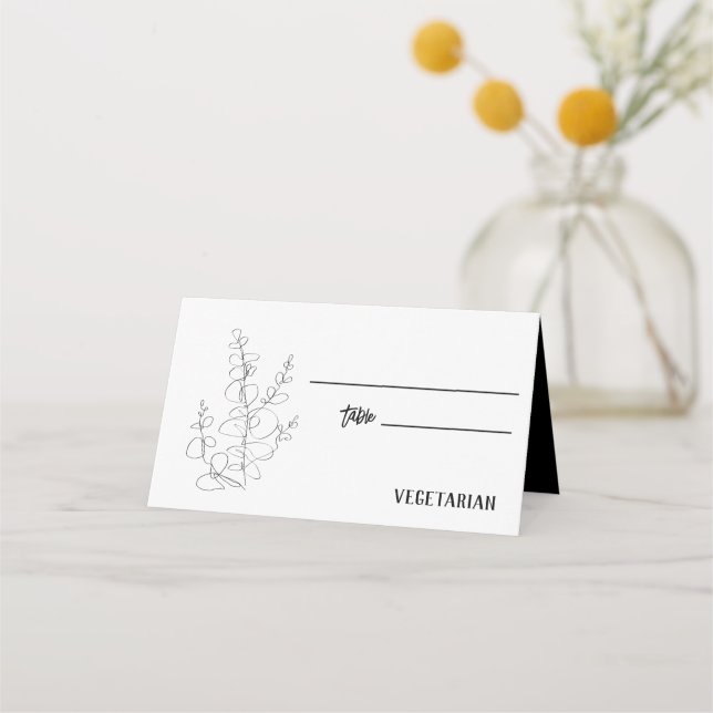 Eucalyptus Wedding Meal Choice  Place Card (Front)