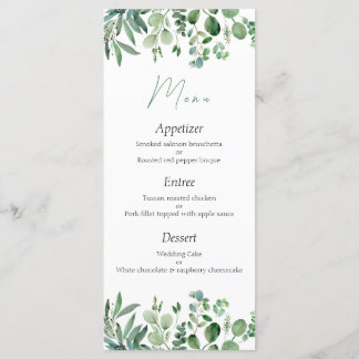 Eucalyptus Wedding Menu