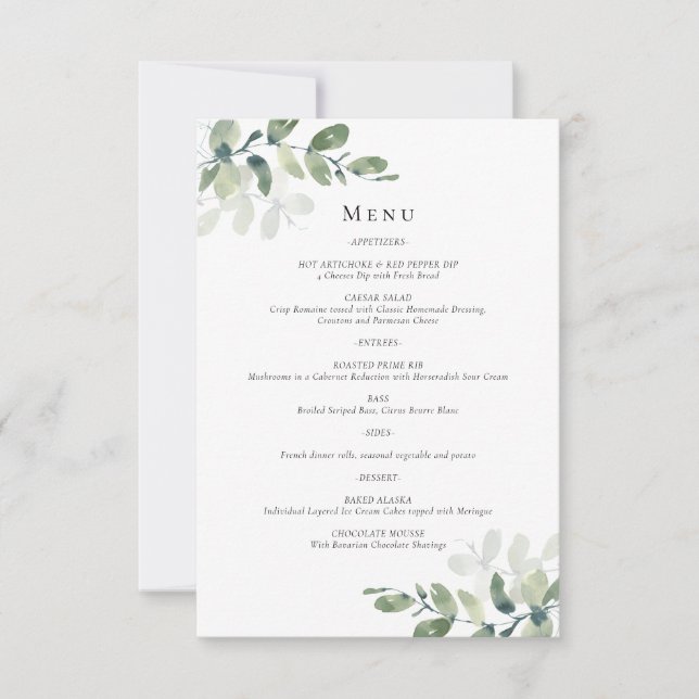 Eucalyptus Wedding Menu Card (Front)