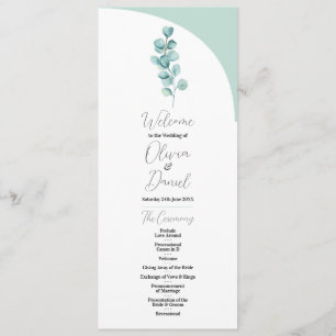 Eucalyptus Wedding Menu Ceremony Leaves Green