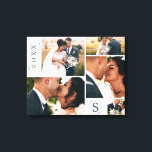 Eucalyptus Wedding Monogram Picture Collage Canvas Print<br><div class="desc">Simple Minimalist Eucalyptus Frame Wedding Monogrammed canvas wall art photo collage. Perfect for your spring or summer garden or outdoor themed wedding theme. In a soft subtle muted colour palette of teal aqua greens, pastel mint, dusty blue greys, and simple classic white. The elegant fonts can be changed by customising...</div>