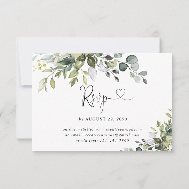 Eucalyptus Wedding Online RSVP Card (Front)