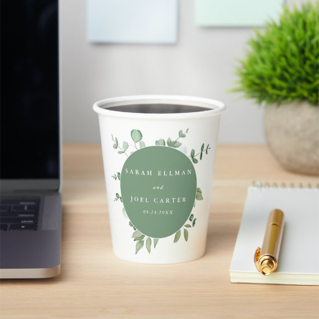 Eucalyptus Wedding Paper Cups (Insitu)