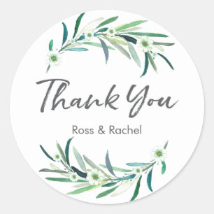 Eucalyptus wedding personalised thank you stickers