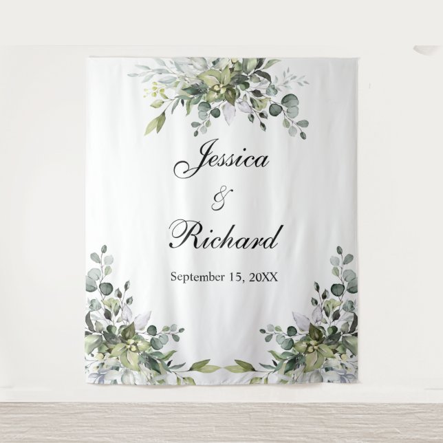 Eucalyptus Wedding Photo Background Tapestry (Front)