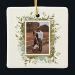Eucalyptus Wedding Photo  Ceramic Ornament<br><div class="desc">A beautiful gift this holiday season. This pretty eucalyptus Christmas ornament can easily be customised with a special photo and monogram.</div>