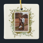 Eucalyptus Wedding Photo  Ceramic Ornament<br><div class="desc">A beautiful gift this holiday season. This pretty eucalyptus Christmas ornament can easily be customised with a special photo and monogram.</div>