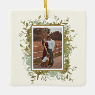 Eucalyptus Wedding Photo Ceramic Ornament