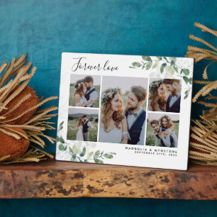 Eucalyptus Wedding Photo Collage Keepsake Plaque