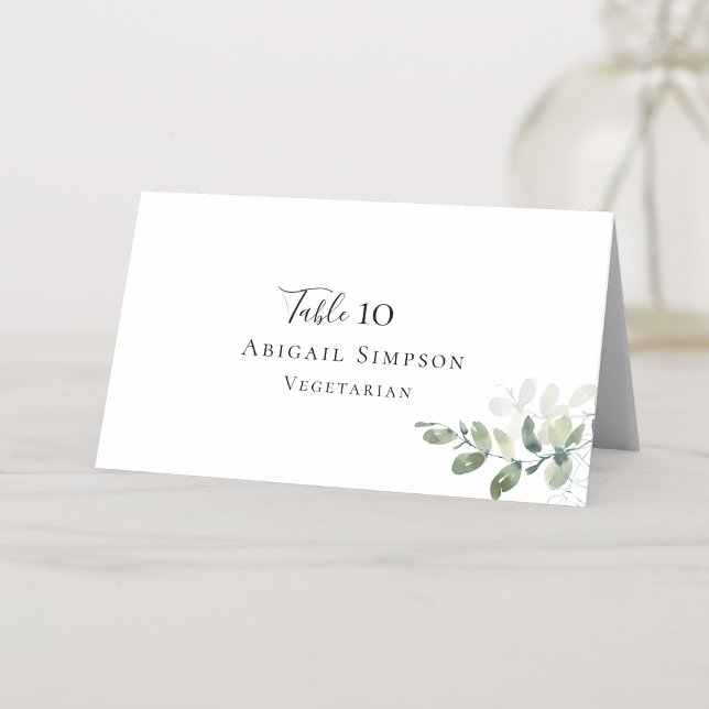 Eucalyptus Wedding Place Card with Meal Choice (Creator Uploaded)