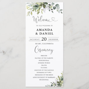 Eucalyptus Wedding Program Programme