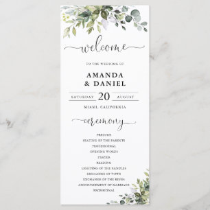 Eucalyptus Wedding Program Programme