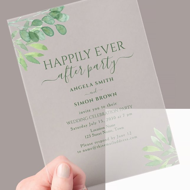 Eucalyptus Wedding Reception Acrylic Invitations (Creator Uploaded)