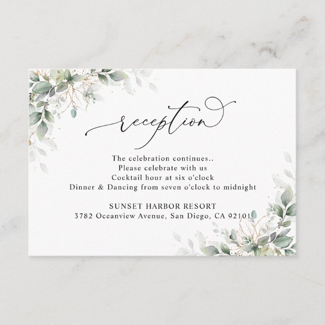 Eucalyptus  Wedding Reception Enclosure Cards (Front)