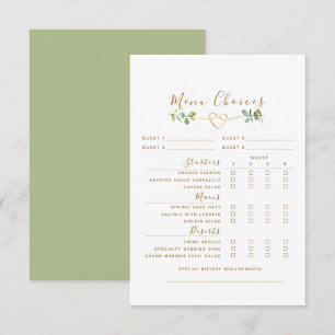 Eucalyptus Wedding Reception Menu Enclosure Card