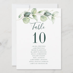 Eucalyptus Wedding Reception Table Number