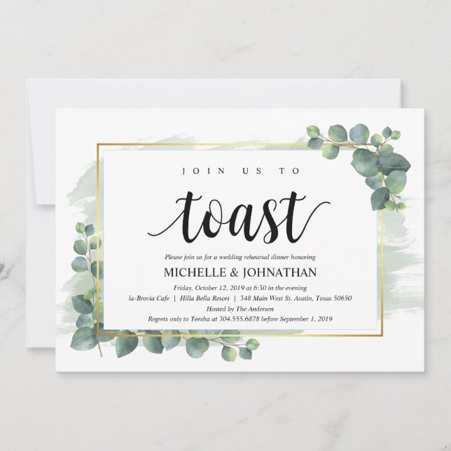Eucalyptus Wedding Rehearsal Dinner Invitation (Front)