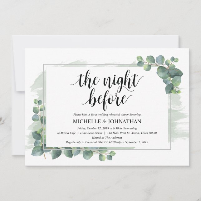 Eucalyptus Wedding Rehearsal Dinner Invitation (Front)