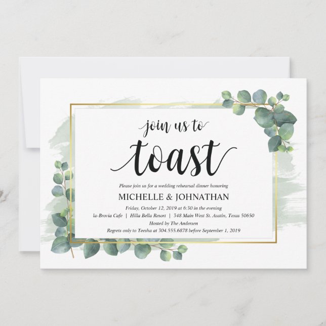 Eucalyptus Wedding Rehearsal Dinner Invitation (Front)