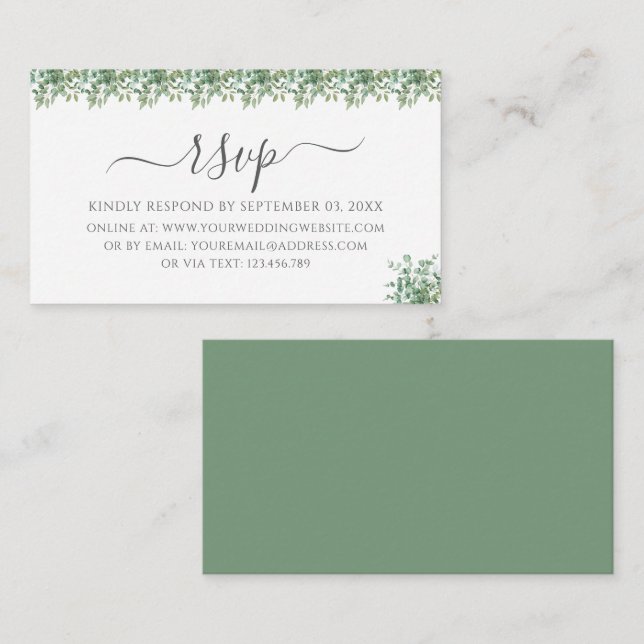 Eucalyptus Wedding RSVP Card (Front/Back)