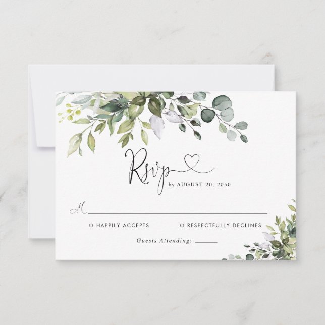 Eucalyptus Wedding RSVP Card (Front)