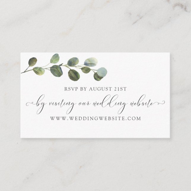 Eucalyptus Wedding RSVP Online Card (Front)