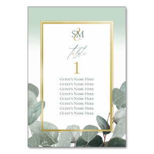 Eucalyptus wedding seating chart table number