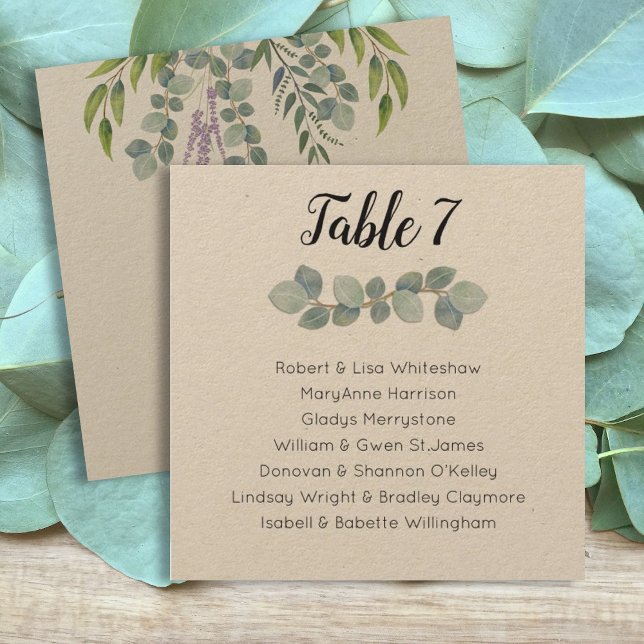 Eucalyptus Wedding Seating Table Number Names List (Creator Uploaded)