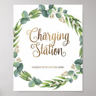 Eucalyptus wedding sign for charging station